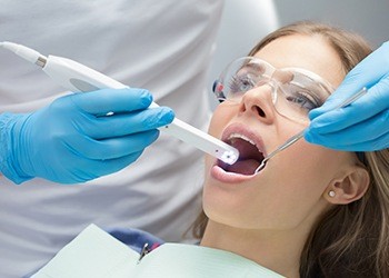 Woman receiving intraoral images