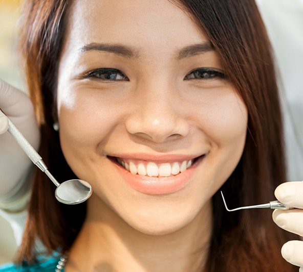 Woman during dental exam