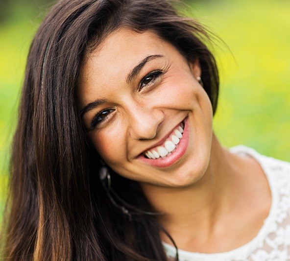 Smiling woman outdoors